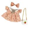Girl Doll Clothes Accessories with Shoes Bow Bag for 20cm Dolls Floral Print Cute Girl Doll Clothing