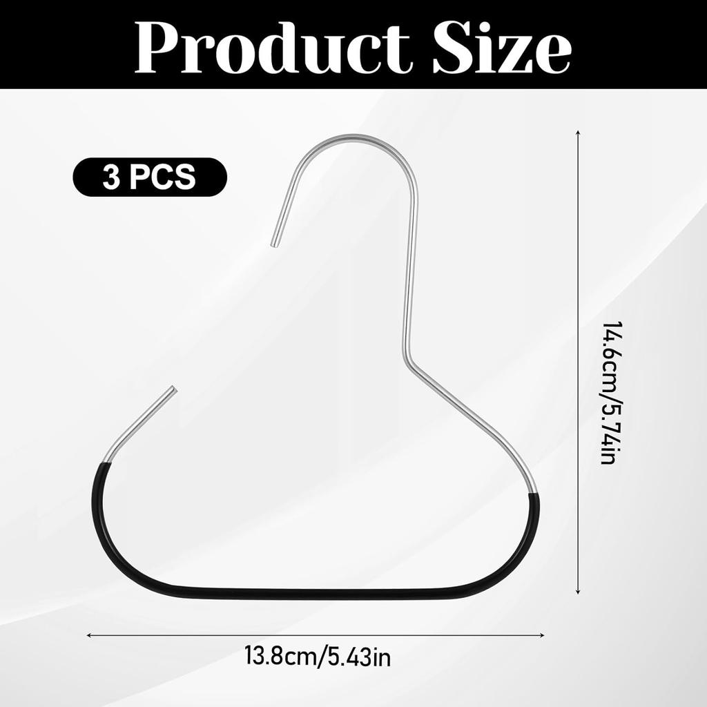 3 Packs Hat Hangers for Closet, Hat Organizers, Baseball Caps, Stainless Steel Hat Storage Hook, Hat Rack, Slip-Resistant, Space-Saving, Black
