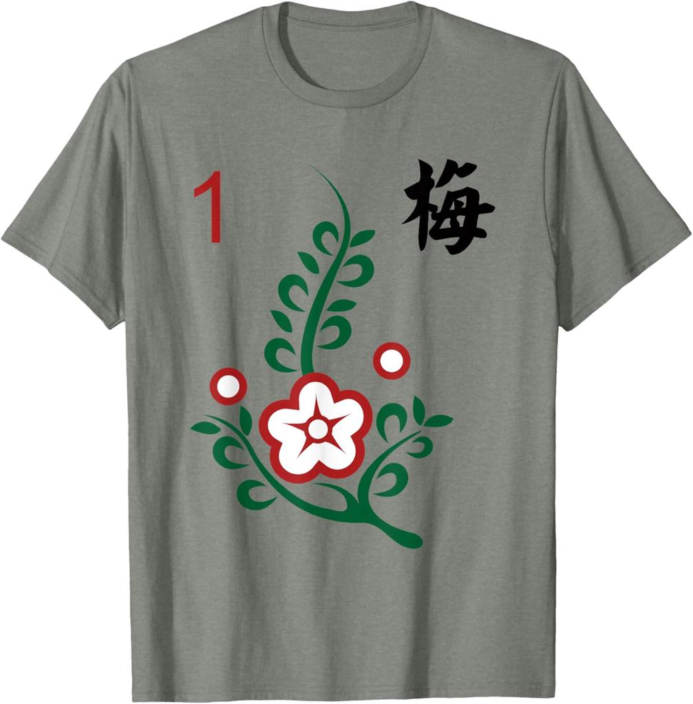 Mahjong One of Bamboo Plum Blossom Character Graphic TShirt Short Sleeve Crew Neck Cotton Tee