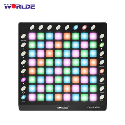 WORLDE ORCA PAD64-A Taşınabilir USB MIDI Drum Pad Denetleyicisi 64 RGB Arkadan Aydınlatmalı