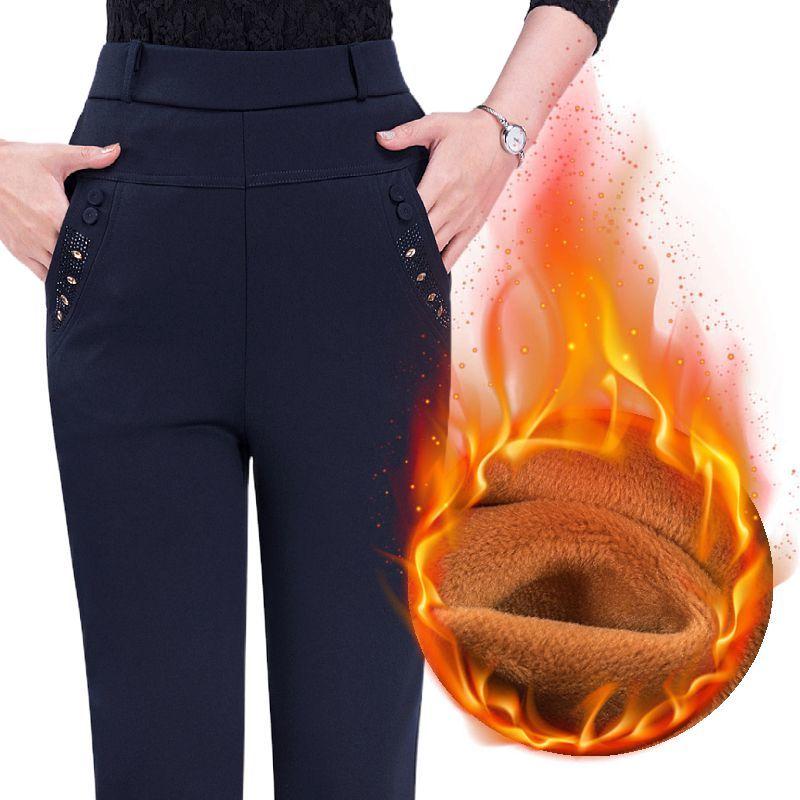 Women's Autumn and Winter New Patchwork Button Pocket Lace Solid High Waisted Fashion Commuting Loose Straight Leg Pants