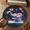 1PC Elephant Butterflies Hearts Round Chair Mat Area Rug - Non-Slip, Floor Mat for Office, Bedroom, Home Decor Christmas Gift C0528082