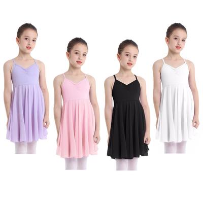 Kids Girls Cross Back Camisole Leotard Ballet Tutu Dress Dance Wear Costumes