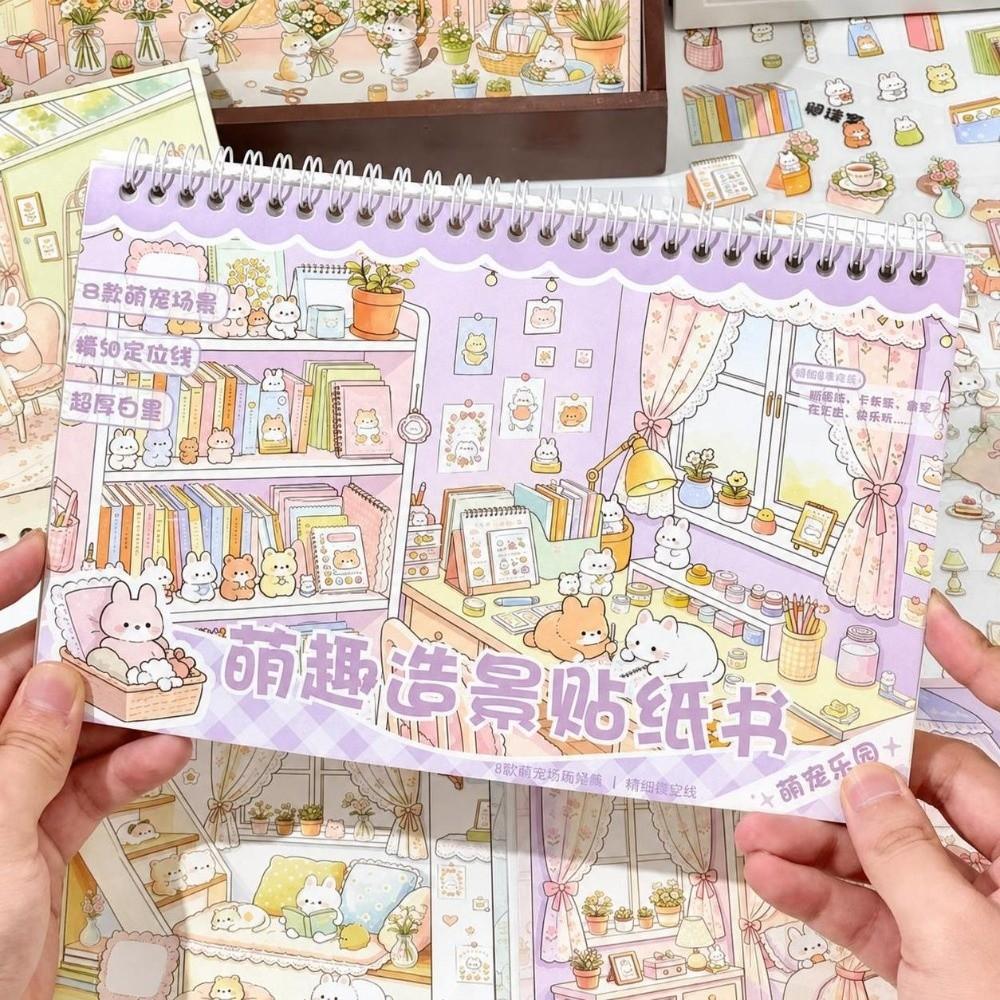 Printed Scenes Scene Building Sticker Book Self Adhesive Paper Sticker Book Scrapbook Decorating