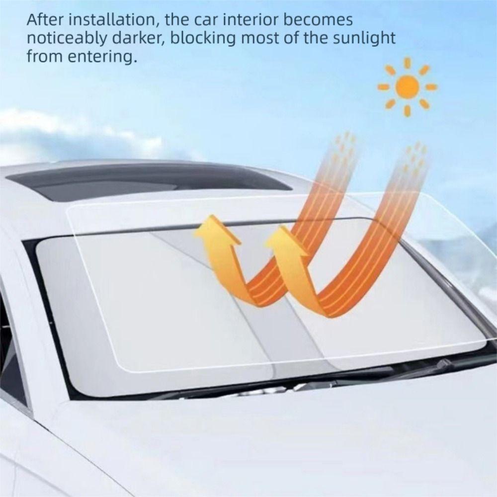 Titanium Silver Windshield Visor Cover with Storage Bag Car Front Window Sunshade  Parking