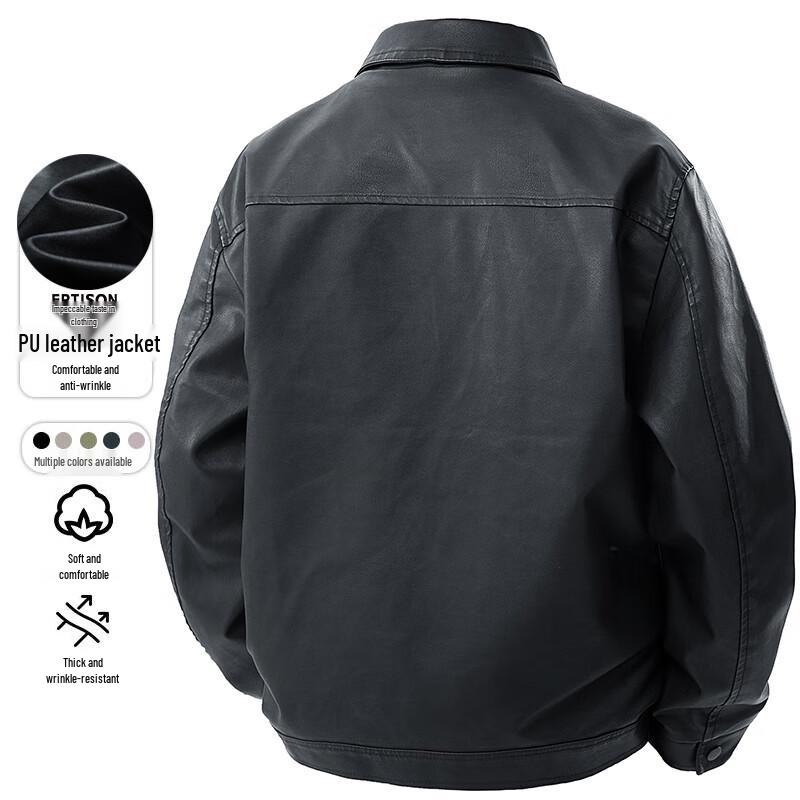 Maoren Men's PU Leather Business Casual Jacket