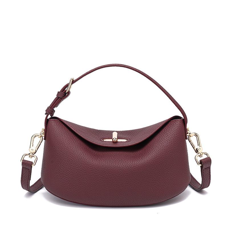 Leather Simple Women's Messenger Bag Cowhide Trendy Hand Bucket Bag New Lightweight Casual Shoulder Bag