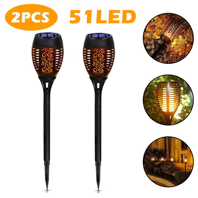 12/33/72/96LED Solar LED Flame Torch Light Outdoor Waterproof Night Auto on/Off Pathway Lamp Garden Landscape Lawn Decor Lantern