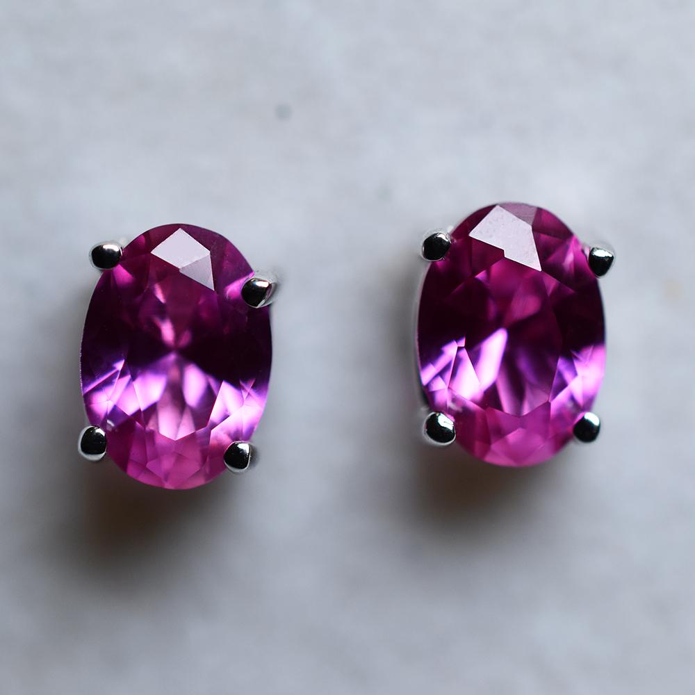 CERTIFIED Natural Pink Ruby Oval Gems Earring Pair 8.40 Ct 925 Starling Silver MY.ER-27-NS