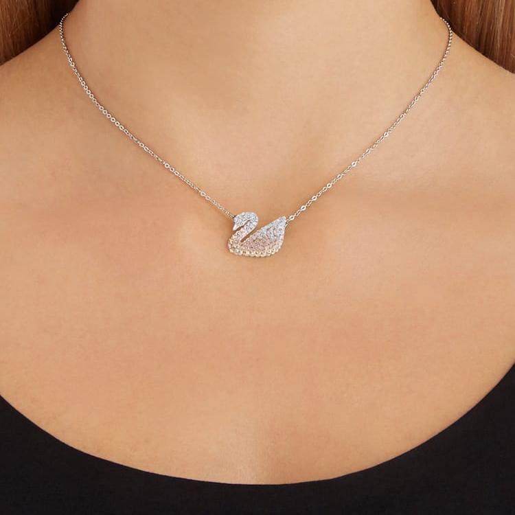 Swarovski Large Swan Shaped Decorative Creative Design Crystal Necklace Women Necklace Gradient-Yellow 5215034