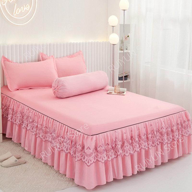 New Princess Bed Skirt Mattress Protector Bedsheet Ruffled Lace Bed Skirt Bedding Bed Cover Bedspread Non-slip Mattress Cover