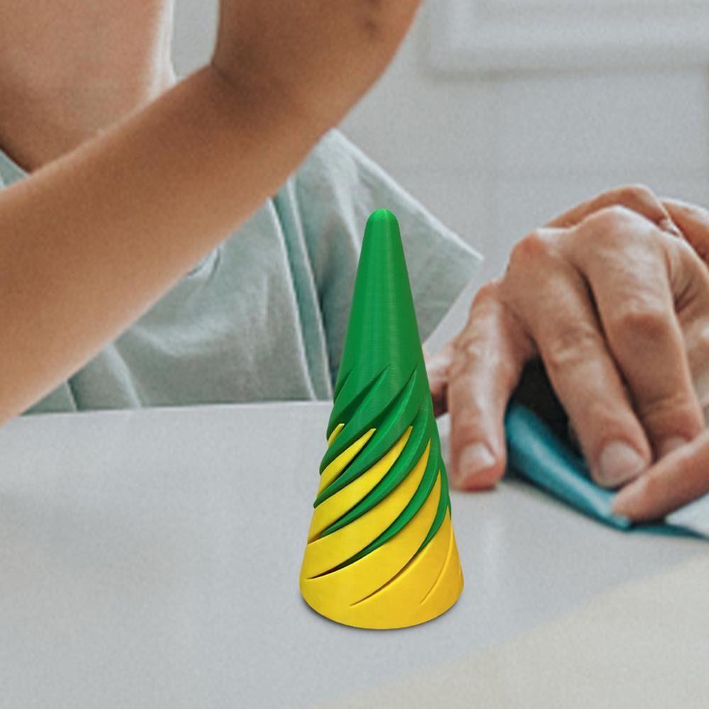 Decorative Ornaments Spiral Cone Fidget Toy Pyramid Passthrough Sculpture for Kids