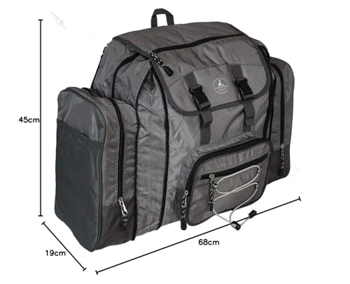 CAPTAIN STAG 1217 (Gray) Large Backpack, Ideal for Nature Schools, School Trips, and Outdoor Activities, Unisex, 46L-58L, Boston Bag