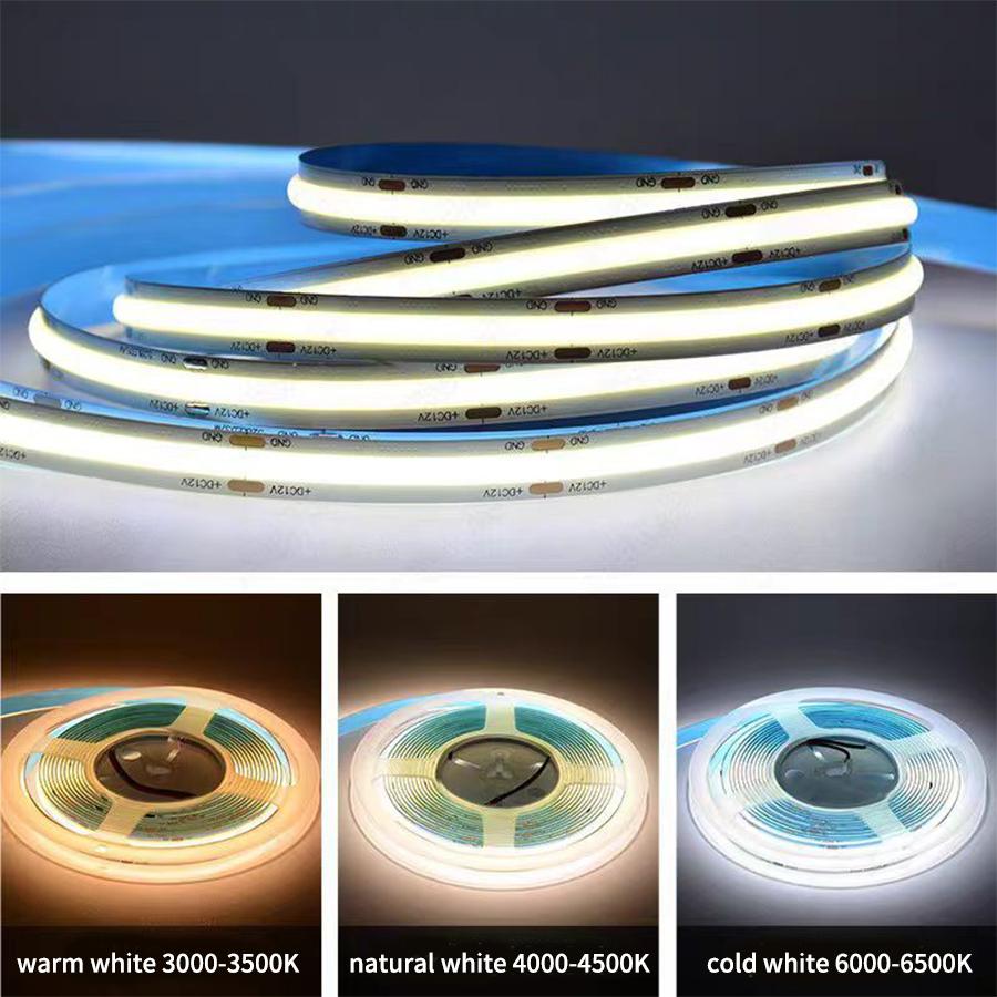 DC 12V 24V COB LED Strip Light 320 LEDs/m 1M 2M 3M 5M 10M High Density Flexible Tape Ribbon 3000-6500K LED Lights for Room Decor