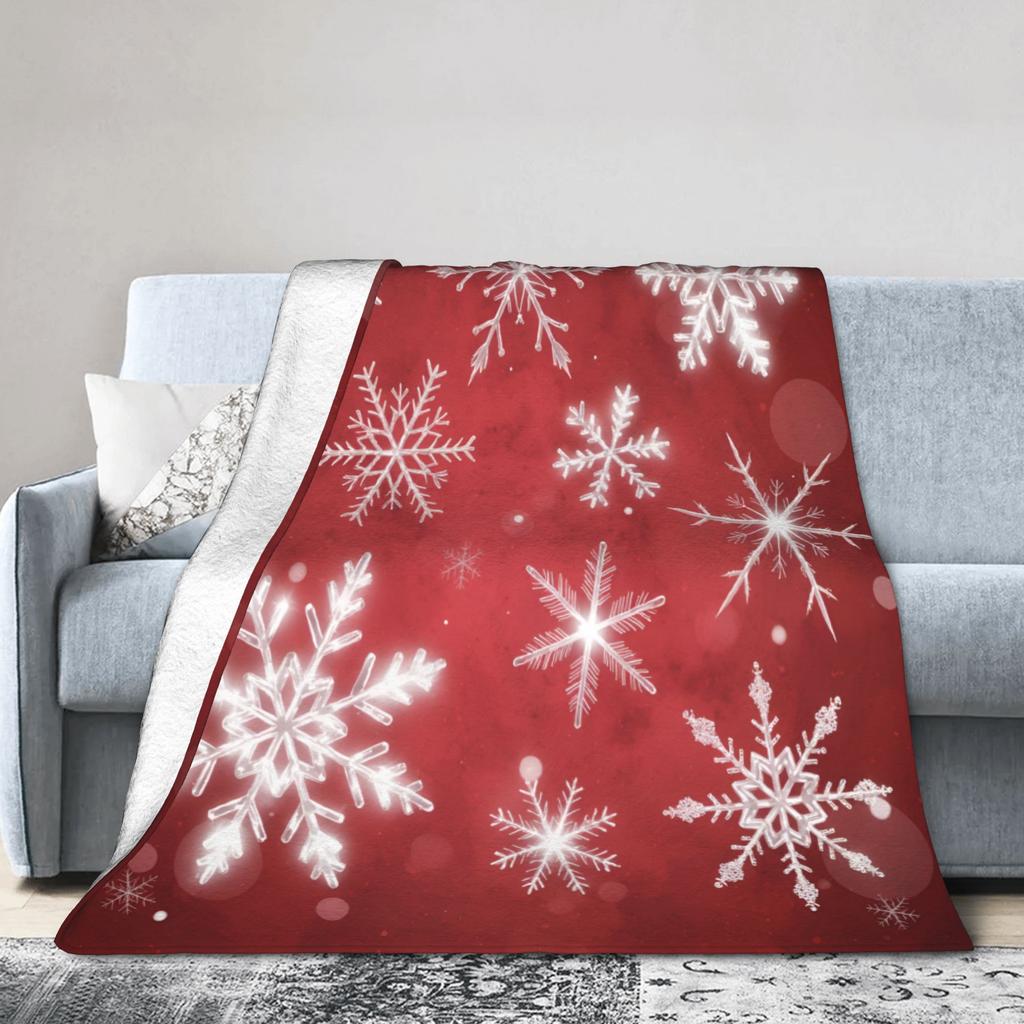 Winter Snowflakes Christmas Santa Claus Checkered Snow Blanket Ultra-Soft Flannel Throw Blankets Comfortable Bedding Throws