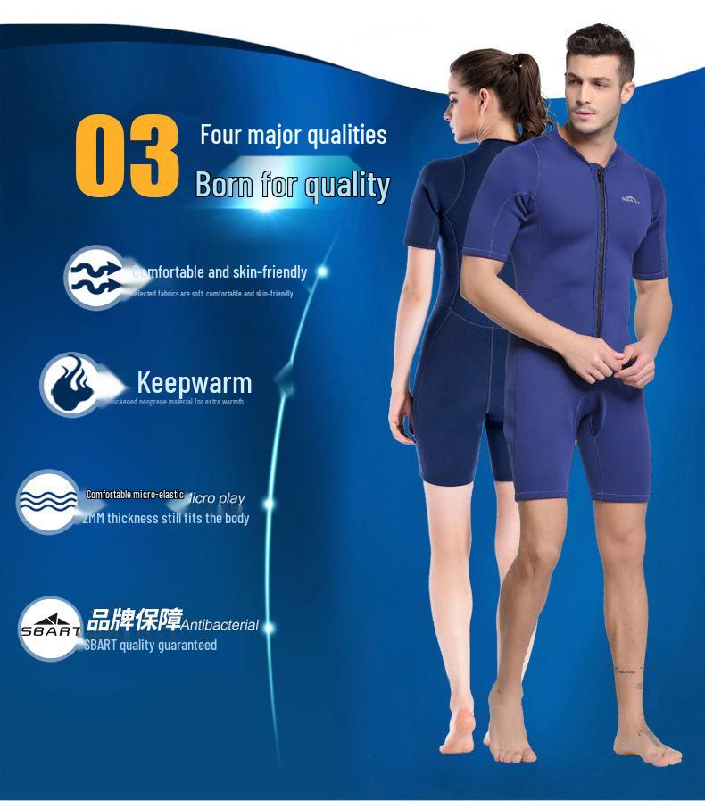 Sharkbat Unisex Short Sleeve 2MM Wetsuit: Sun Protection One-Piece for Snorkeling, Swimming, and Surfing