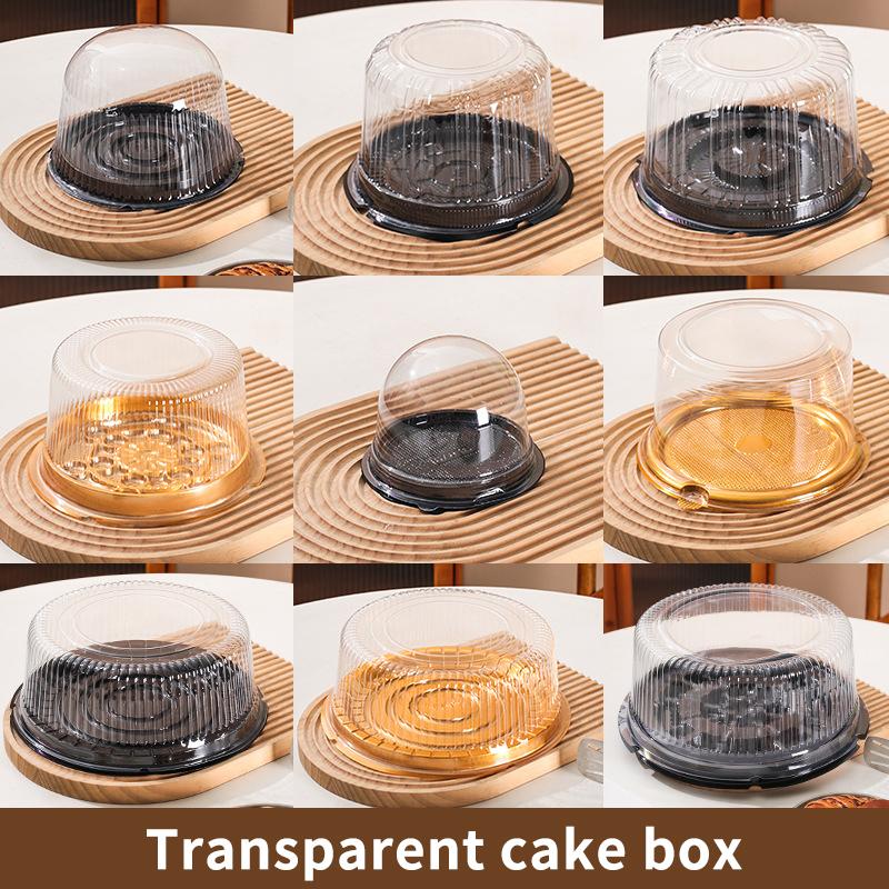 10Pcs Transparent Cake Box Set 4 6 8 10 Inch Reusable Round Birthday Wedding Bakery Container for Pastries and Sweets