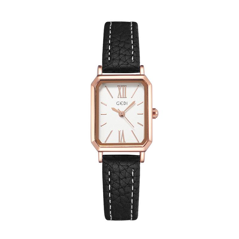 Gedi Minimalist Rectangular Women’s Watch – Retro Korean Style Quartz for Students