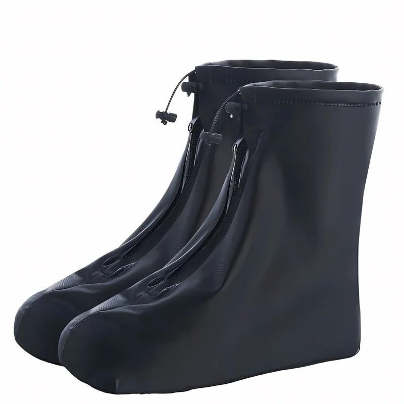 NEW Transparent Zipped Shoe Covers Waterproof Rain Shoe Cover Thickened Shoes Protectors Reusable Antislip Rain Boots