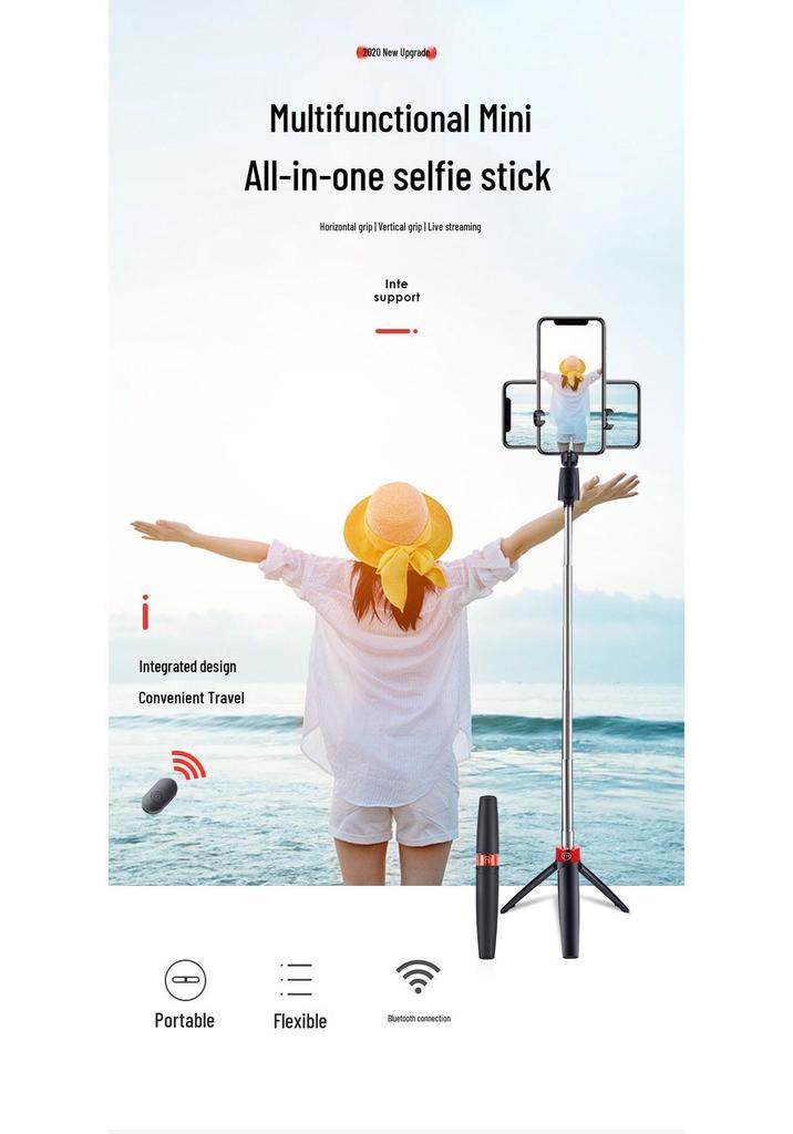 Y11 Mobile Bluetooth Selfie Stick Tripod: Portable, Retractable, Foldable, Rotating Stand for Outdoor Live Broadcasts