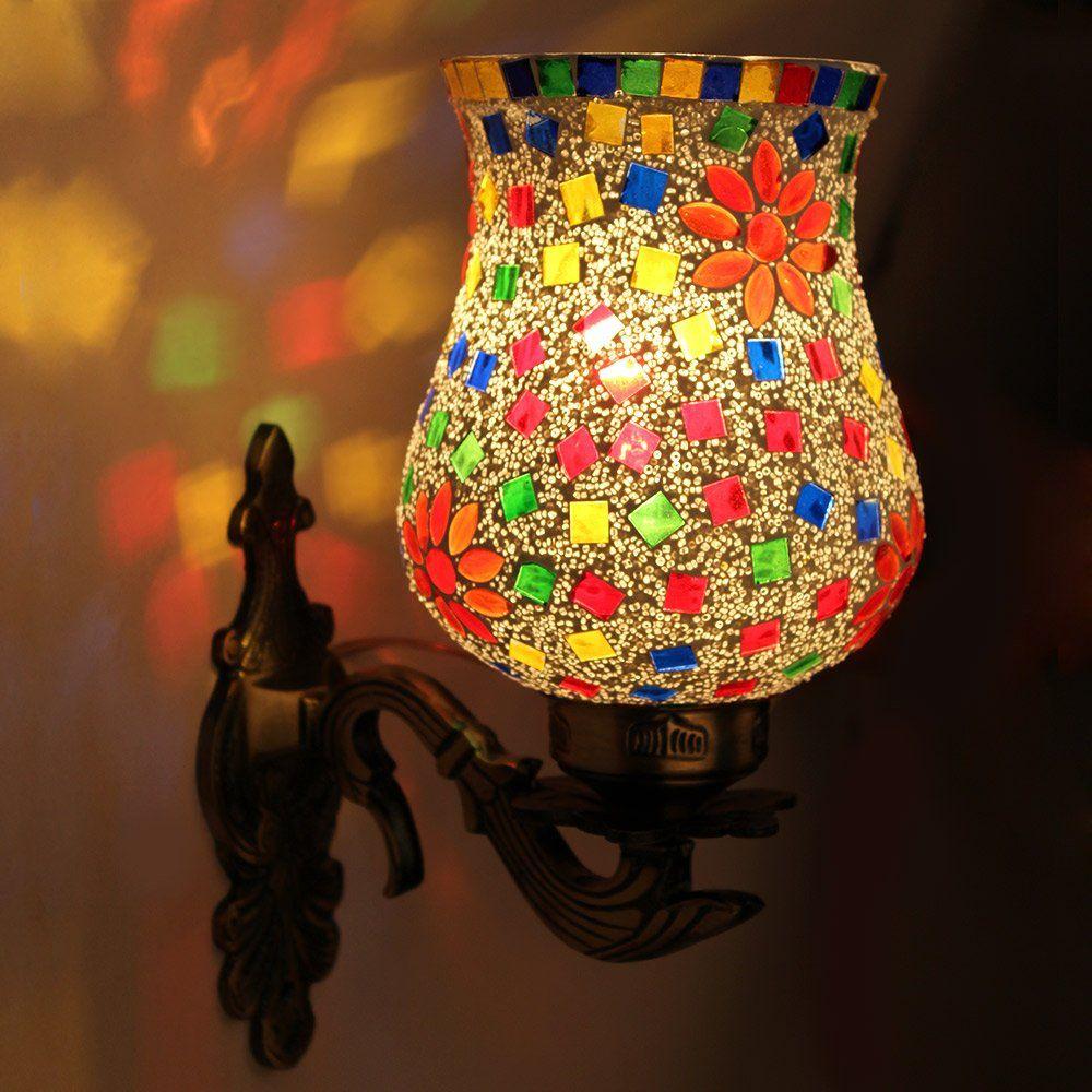 

Multicolored Glass Mosaic LED Wall Lamp - 50W, Modern Home Decor Lighting (Pack of 1)