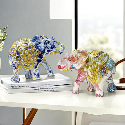 New Colorful Baby Elephant Ornaments Home Desktop Creative Resin Decoration Home Entrance Crafts
