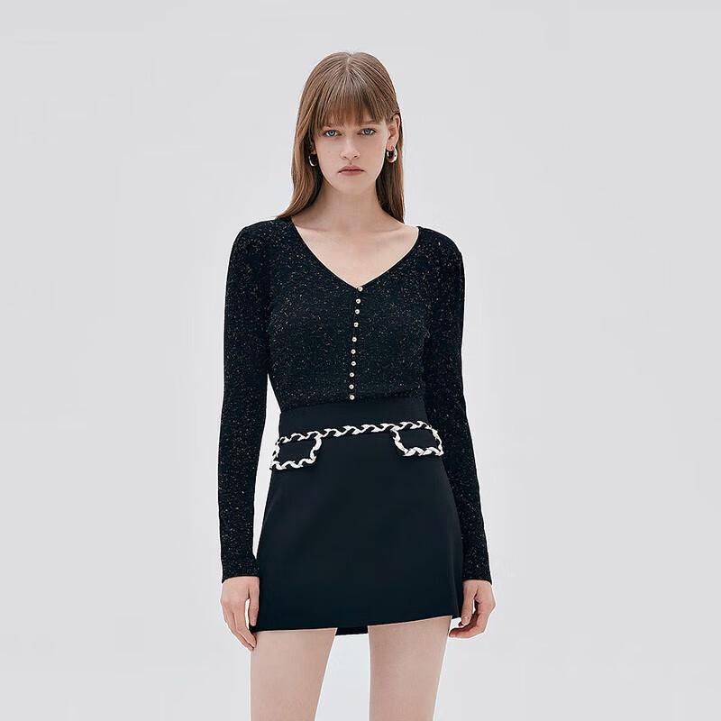 

ELLASSAY Женский пуловер с V-образным вырезом и бисером S