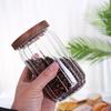 Wave Stripe Glass Storage Jar with Wood Lid for Coffee Beans
