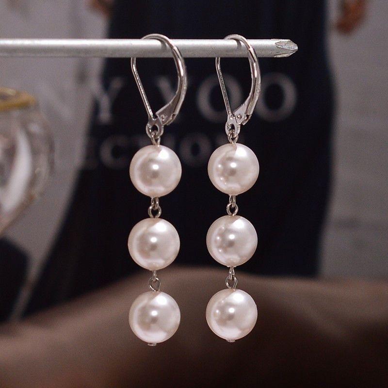 2025 French-Korean Style Three-Bead Dangle Earrings: Chic, Versatile Long Beaded Earrings for Women