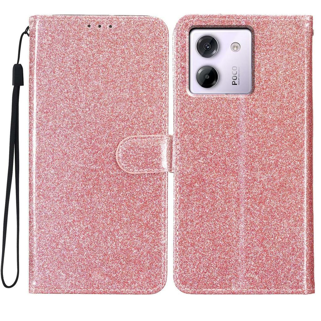 Für Xiaomi Poco M7 Pro 5G Brieftasche Hülle Glitzer Kratzfest Leder Ständer Handyhülle mit Riemen