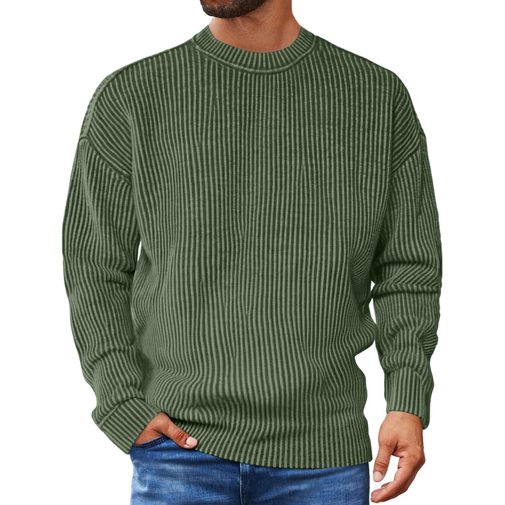 Men's Loose-fitting Casual Round Neck Long-sleeved Knit Top