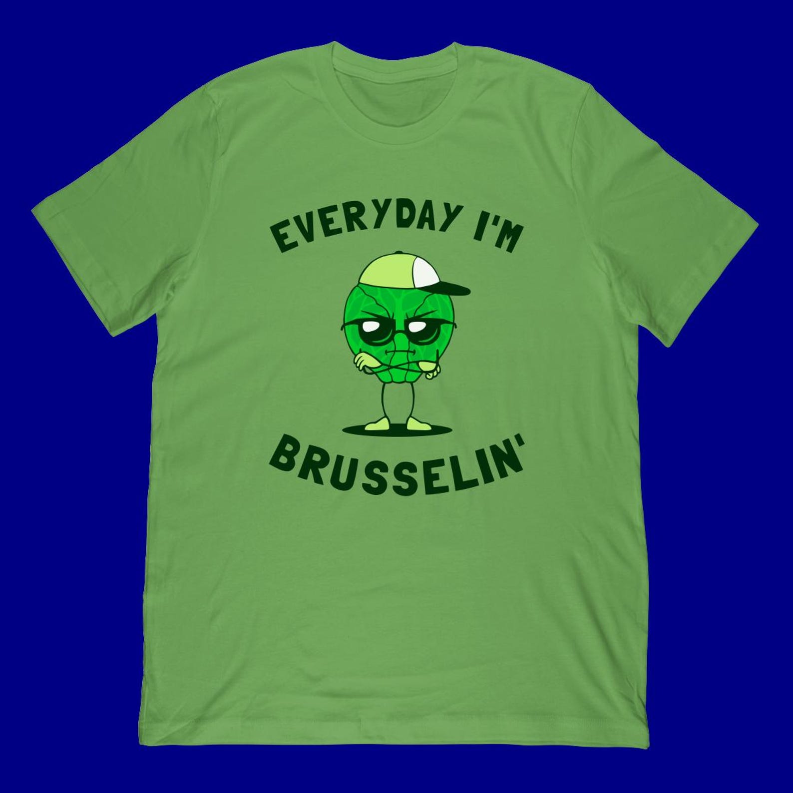 Funny Brussel Sprout T-Shirt | Gangster Vegetable Pun Apparel L