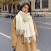 New Solid Color Scarf Warm Thickened Faux Cashmere Shawl Women's Outdoor Fashion Plaid Scarf Winter Windproof Head Scarf Gift