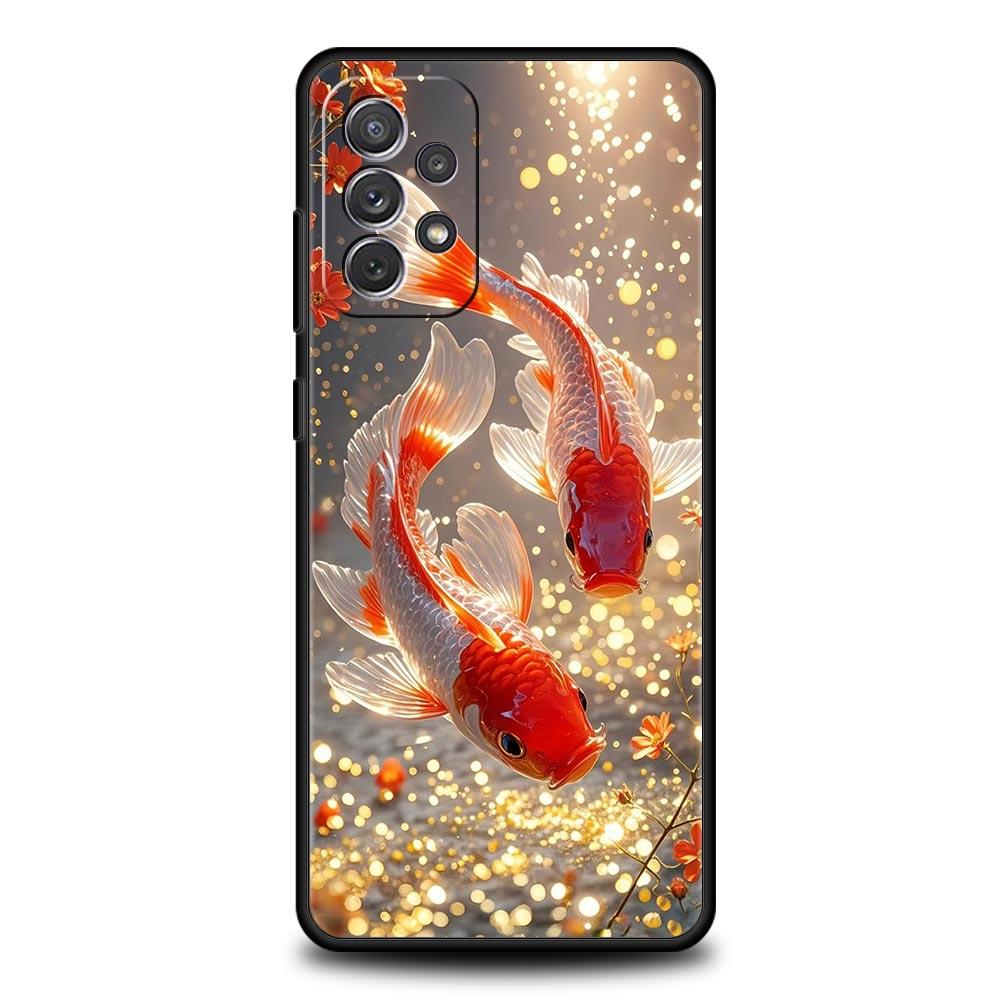 Goldfish Swimming Phone Case for Samsung Galaxy A55 A35 A15 A14 A13 A25 A54 A51 A71 A72 A73 A32 A52 A41 5G Soft TPU Shell Capas