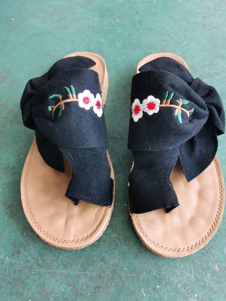 Plus Size Korean Style Non-Slip Flat Bow Beach Slippers for Women - New Summer Arrival