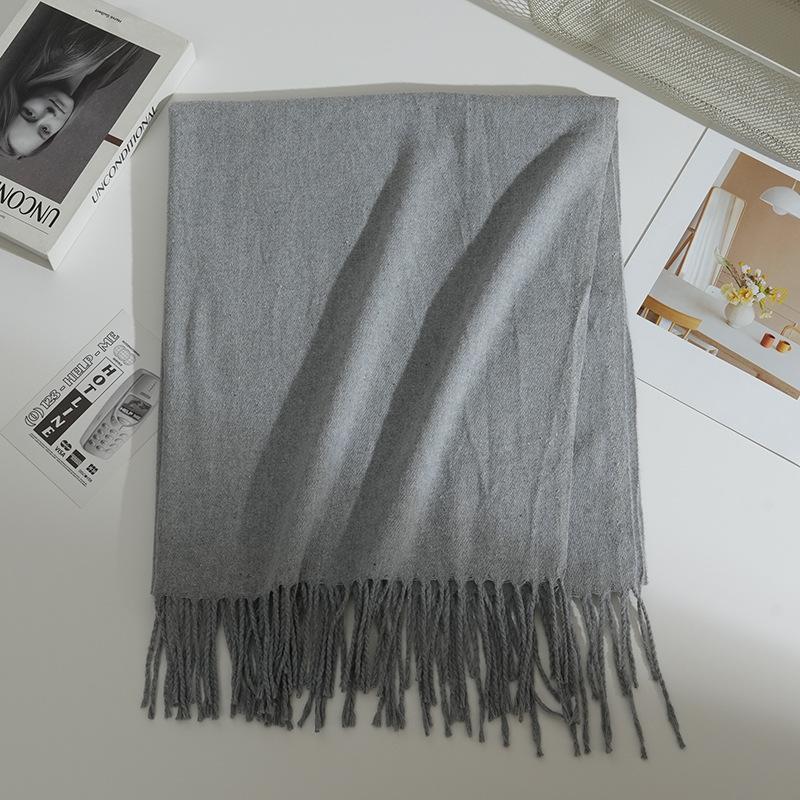Autumn and Winter New Imitation Cashmere Scarf Female Korean Version Versatile Solid Color Shawl Dual-purpose Thickened Warm Couple Fringed Scarf