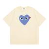 Unisex Cotton T-Shirt With Blue Heart Print Loose Fit Casual Tee Youth
