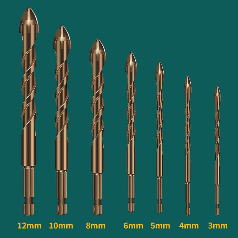 Burghiu din sticlă, ceramică, cu patru lame, pentru a găuri țiglă ceramică, piatră, fier, perete