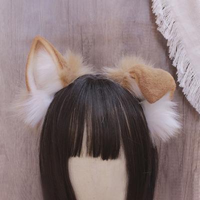 Imitation Fox Fur Hairband with Puppy Ears Plush Style Role-Playing Dress-Up Handmade Headband Cosplay Props