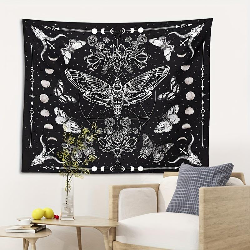 VIKAMA Moth Moon Phase Tapestry Gothic Style Butterfly Starry Sky Wall Tapestry Bedroom and Dormitory Aesthetics Home Decor