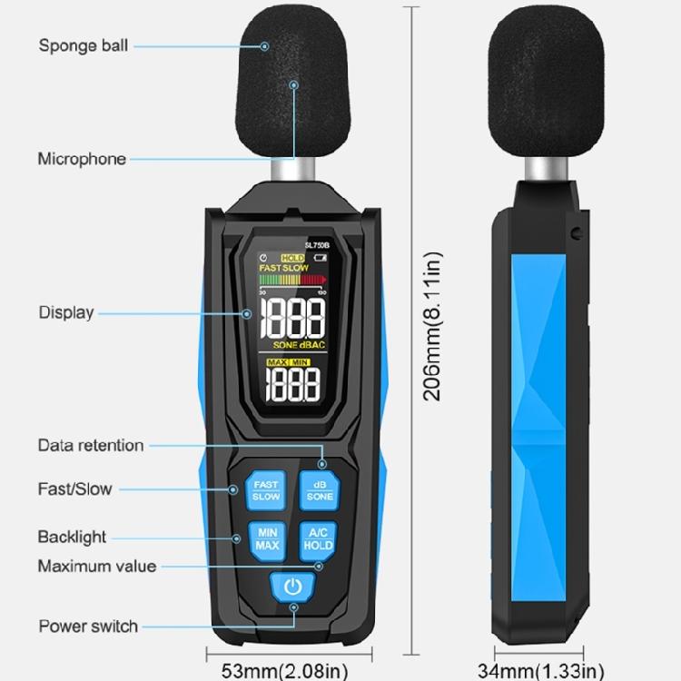 30-130dB Decibel Meter Handheld Noise Meter for Indoor Outdoor Use Digital Sound Level Meter with Data Hold SPL Tester