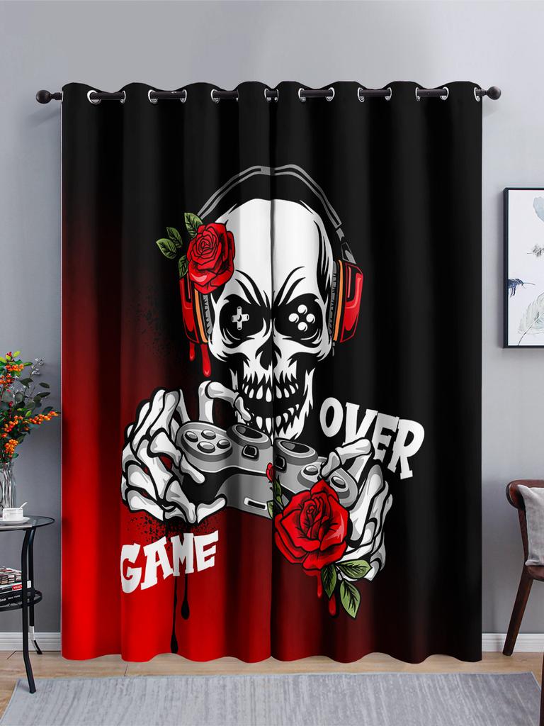 Curtains Skull Series Bedroom Sunshade Halloween Digital Printing Blackout Curtain Punching