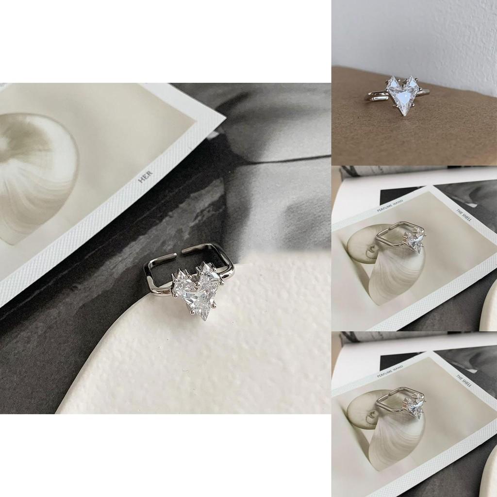 Elegant Geometric Style Adjustable Heart Ring For Women Premium Fashion Accessory