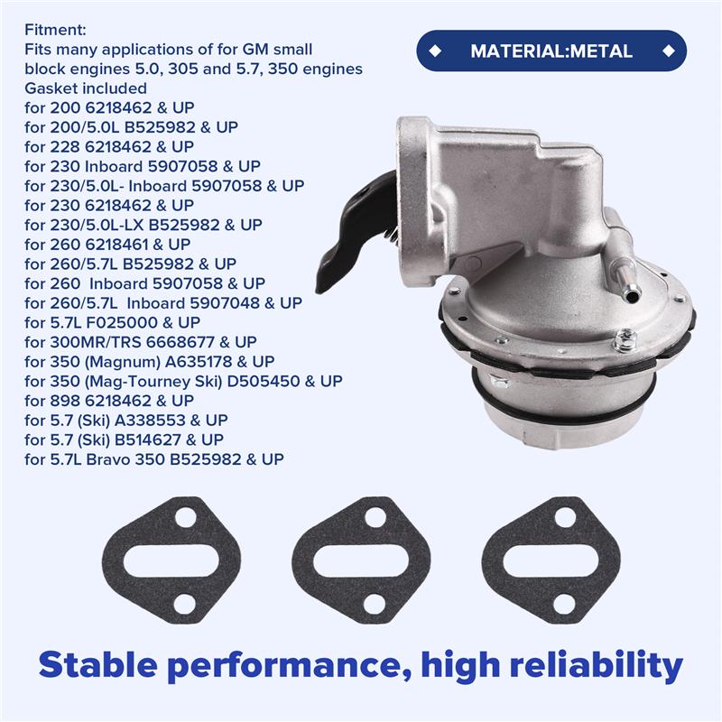 L10A Fuel Pump 861678A1 For 5.0 5.7 305 350 Mercruiser- Compatible Models 97401A2 M60600 18-7283 97401A8 8M0058164