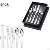 5Pcs Portable Stainless Steel Flatware Reusable Tableware Lightweight Backpacking Cutlery Dinnerware