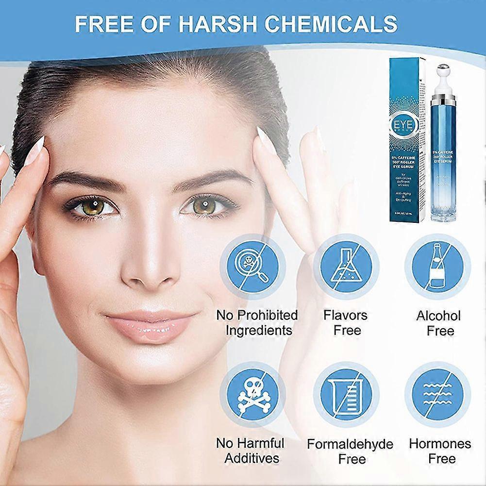 5% kofeinové oční sérum v roll-onu Redukuje tmavé kruhy otoky Anti-aging oční krém pro všechny typy pleti Rozjasňující zpevňující