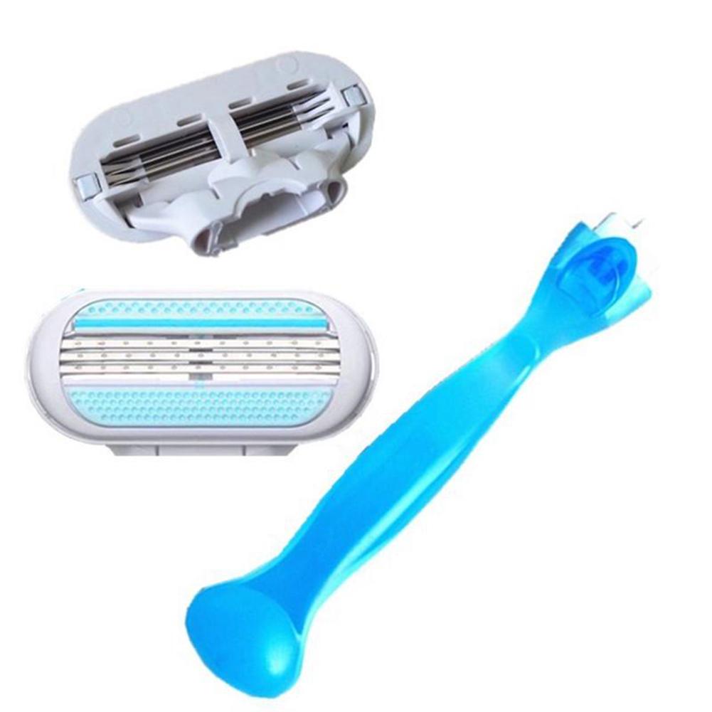 8Pcs Female Safety Razor Blades Beauty Shaving For Women 3 Layer Blade Shaver Razor Blade Replacement Head with 1PCS Holder