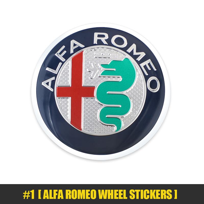 EFTXY1 4Pcs Car Wheel Stickers 56mm Auto Center Hub Cap Decal For Alfa Romeo 156 159 147 4C 8C 166 Giulia Giulietta Mito Stelvio Spider