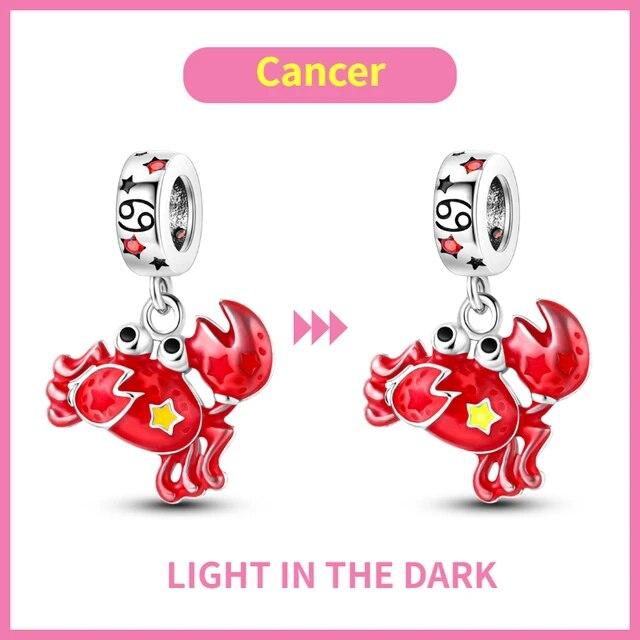 

100% стерлингового серебра 925 пробы 12 знаков зодиака созвездия животные подвески подходят для нового оригинального браслета DIY ювелирных изделий синий