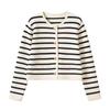 Pulovere de primăvară toamnă pentru femei cardigan tricotat cu dungi cu decolteu în formă de mânecă lungă casual Topuri scurte stil coreean nou 2024